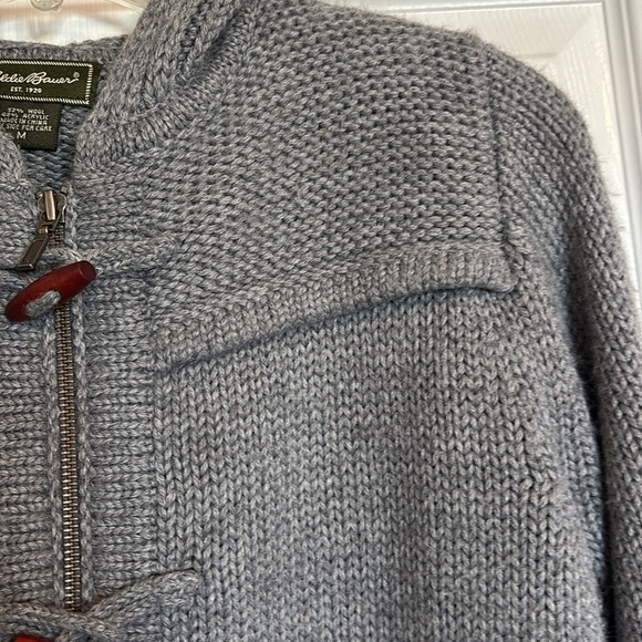 Eddie Bauer women’s gray wool blend full zip hoodie knit sweater size medium - Picture 6 of 10
